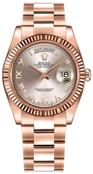 replique Montre Rolex Day-Date 36 rose chiffre romain Everose or 118235