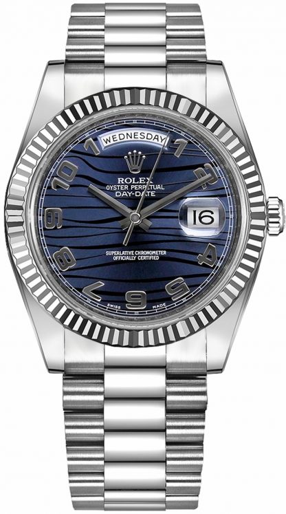 replique Montre Rolex Day-Date 41 Wave à cadran bleu 218239