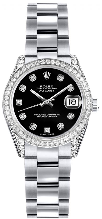 replique Montre Rolex Lady-Datejust 26 Black Diamond Dial 179159