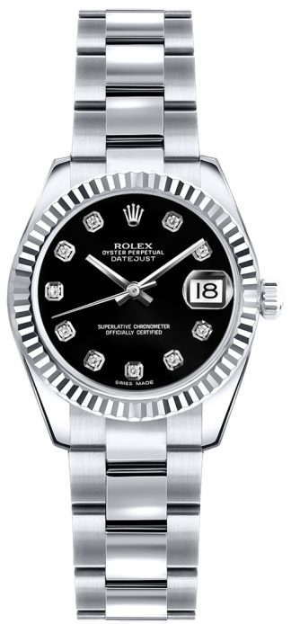 replique Montre Rolex Lady-Datejust 26 Black Diamond Dial 179179