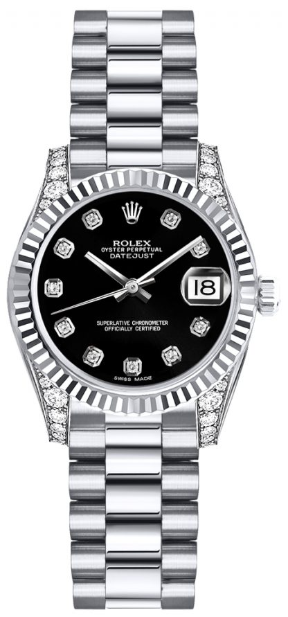 replique Montre Rolex Lady-Datejust 26 Black Diamond Gold 179239