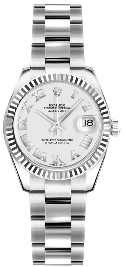 replique Montre Rolex Lady-Datejust 26 cadran blanc Oystersteel 179174