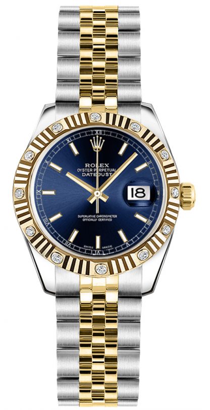 replique Montre Rolex Lady-Datejust 26 cadran bleu or et acier 179313