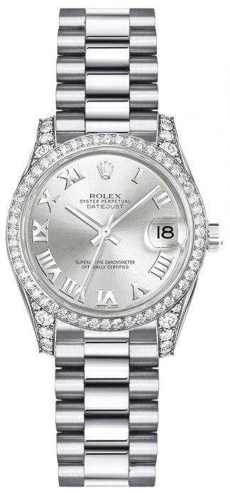 replique Montre Rolex Lady-Datejust 26 en argent avec chiffres romains en or 179159