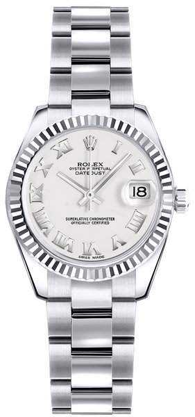 replique Montre Rolex Lady-Datejust 26 en or avec chiffres romains blancs 179179