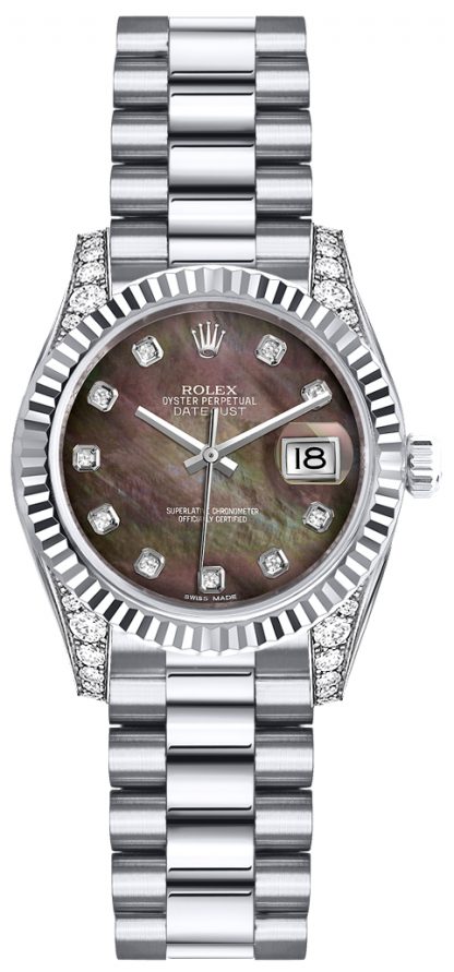 replique Montre Rolex Lady-Datejust 26 en or blanc massif 18 carats 179239