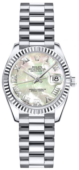 replique Montre Rolex Lady-Datejust 26 en or blanc nacré 179179