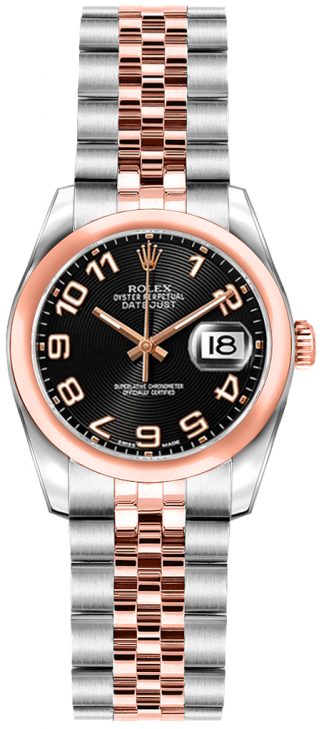 replique Montre Rolex Lady-Datejust 26 en or rose à lunette bombée 179161