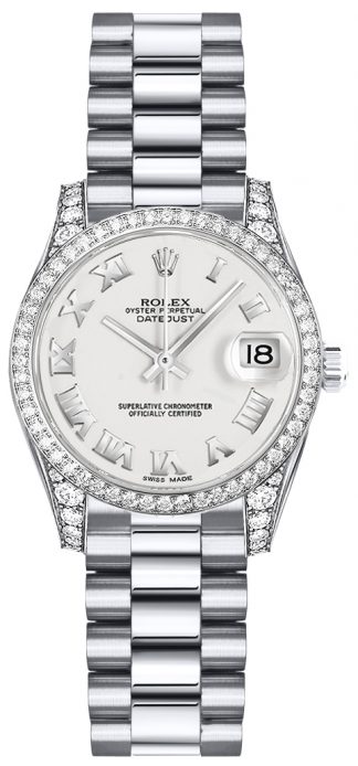 replique Montre Rolex Lady-Datejust 26 à chiffres romains blancs 179159