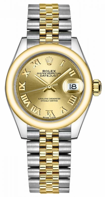 replique Montre Rolex Lady-Datejust 28 Champagne Dial 279163