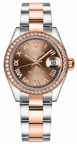 replique Montre Rolex Lady-Datejust 28 Oyster Bracelet Acier et Or Rose 279381RBR