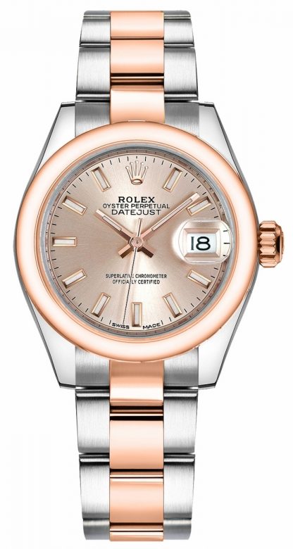 replique Montre Rolex Lady-Datejust 28 en or rose et acier 279161