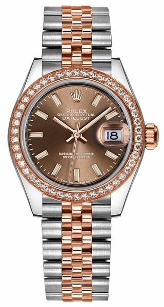 replique Montre Rolex Lady-Datejust 28 en or rose et acier inoxydable 279381RBR