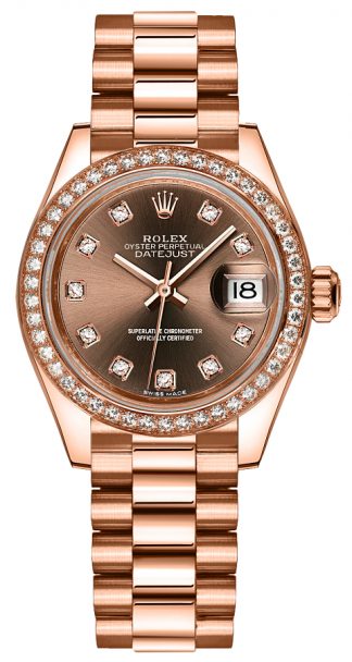 replique Montre Rolex Lady-Datejust 28 en or rose et diamants 279135RBR