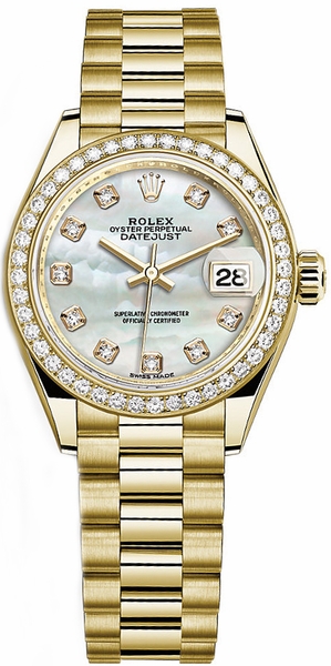 replique Montre Rolex Lady-Datejust 28 nacre diamant en or jaune 279138RBR