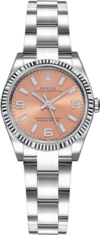 replique Montre Rolex Oyster Perpetual 26 cadran rose lunette cannelée 176234