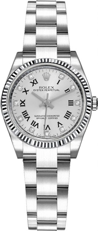 replique Montre Rolex Oyster Perpetual 26 cannelée en or blanc 176234