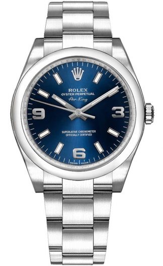 replique Montre Rolex Oyster Perpetual 34 cadran bleu de taille moyenne 114200