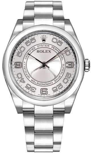 replique Montre Rolex Oyster Perpetual 36 avec dôme et cadran argenté 116000