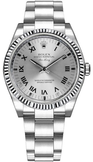 replique Montre Rolex Oyster Perpetual Air-King en acier inoxydable et lunette en or 114234