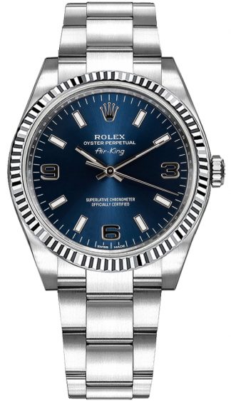 replique Montre Rolex Oyster Perpetual Air-King à cadran bleu 114234