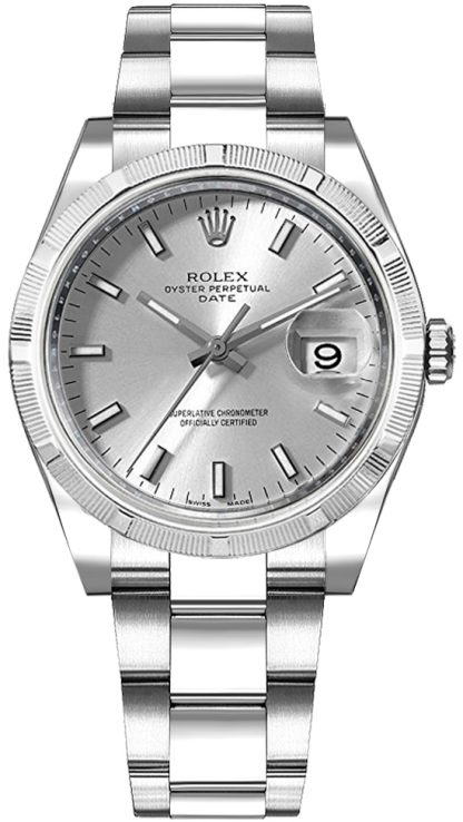 replique Montre Rolex Oyster Perpetual Date 34 cadran argenté 115210