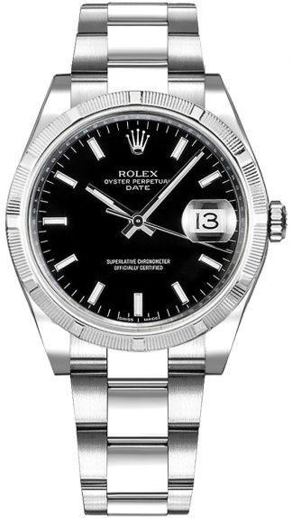 replique Montre Rolex Oyster Perpetual Date 34 cadran noir 115210