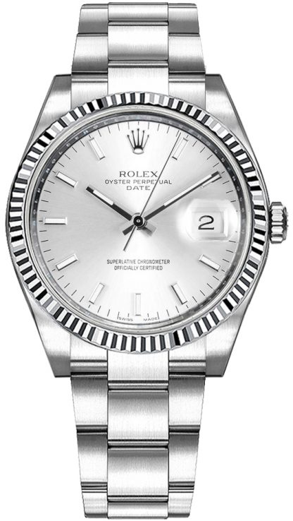 replique Montre Rolex Oyster Perpetual Date 34 à cadran argenté 115234