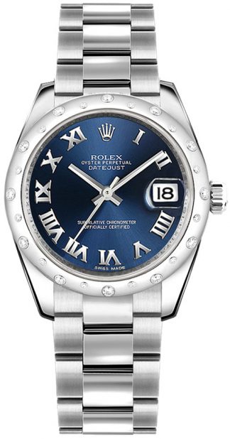 replique Montre bracelet Rolex Datejust 31 bleu chiffre romain Oyster 178344