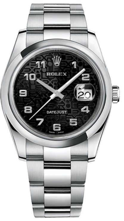 replique Montre bracelet Rolex Datejust 36 cadran noir Oyster 116200