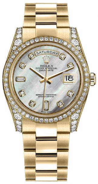 replique Montre bracelet Rolex Day-Date 36 en nacre et cadran diamant Oyster 118388