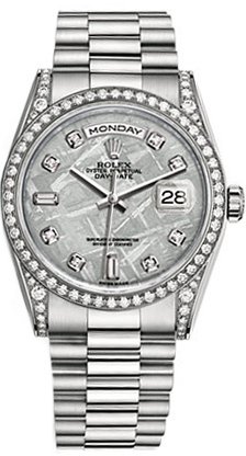 replique Montre-bracelet Rolex Day-Date en or blanc 36 diamants avec président 118389