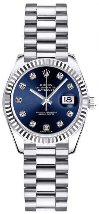 replique Montre bracelet Rolex Lady-Datejust 26 Blue Diamond President 179179