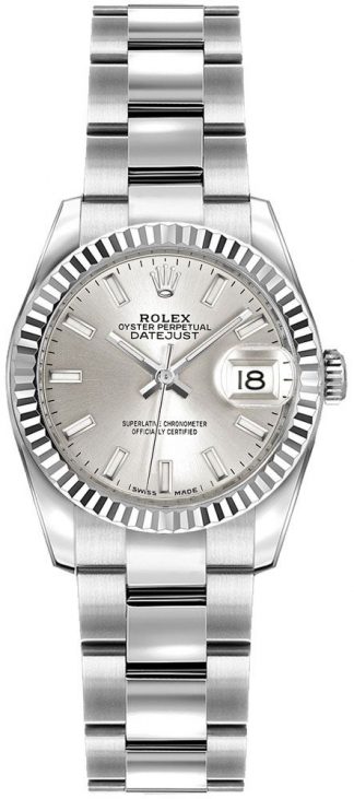 replique Montre bracelet Rolex Lady-Datejust 26 cadran argenté Oyster 179174