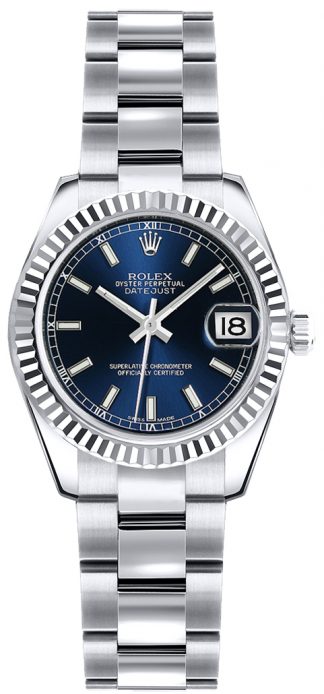 replique Montre bracelet Rolex Lady-Datejust 26 cadran bleu Oyster 179179