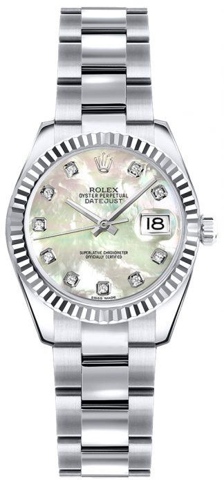 replique Montre bracelet Rolex Lady-Datejust 26 en nacre et diamant Oyster 179179