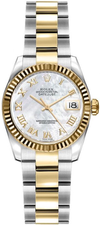 replique Montre bracelet Rolex Lady-Datejust 26 nacre romaine chiffre huître 179173