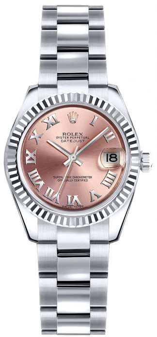 replique Montre bracelet Rolex Lady-Datejust 26 rose chiffre romain Oyster 179179