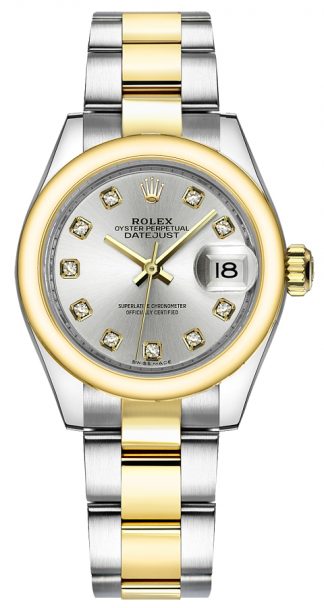 replique Montre bracelet Rolex Lady-Datejust 28 Silver Diamond Oyster 279163