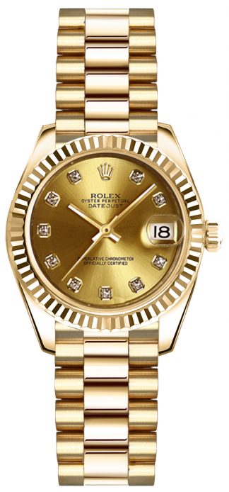 replique Montre en or pour femme Rolex Lady-Datejust 26 179178