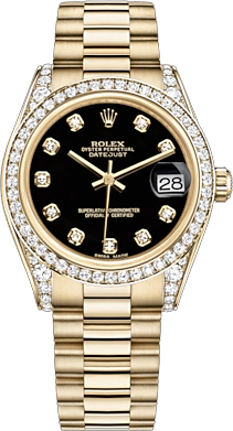 replique Montre femme Rolex Datejust 31 Black Diamond 178158