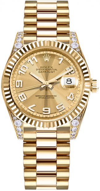 replique Montre femme Rolex Datejust 31 Gold Diamond 178238