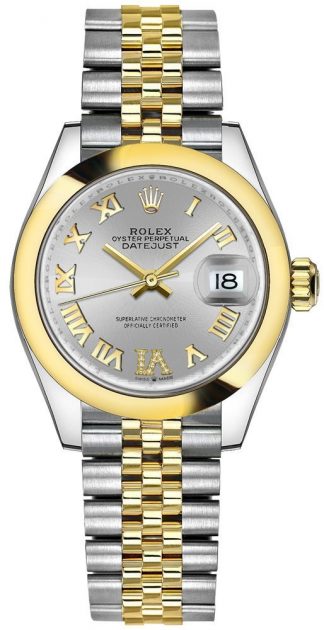 replique Montre femme Rolex Datejust 31 cadran argenté Diamond VI 278243