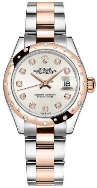 replique Montre femme Rolex Datejust 31 cadran argenté or 18 carats Everose 278341RBR