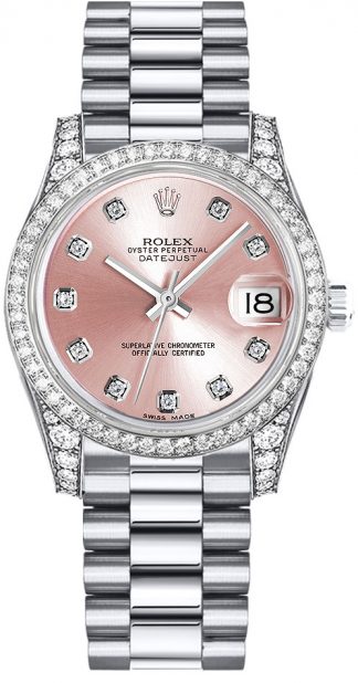 replique Montre femme Rolex Datejust 31 en or blanc 18 carats 178159