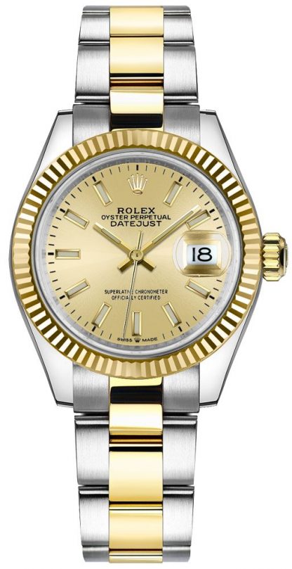 replique Montre femme Rolex Datejust 31 en or jaune 18 carats et acier 278273