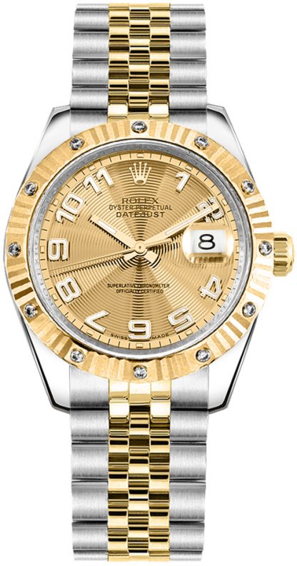 replique Montre femme Rolex Datejust 31 en or jaune et acier inoxydable 178313