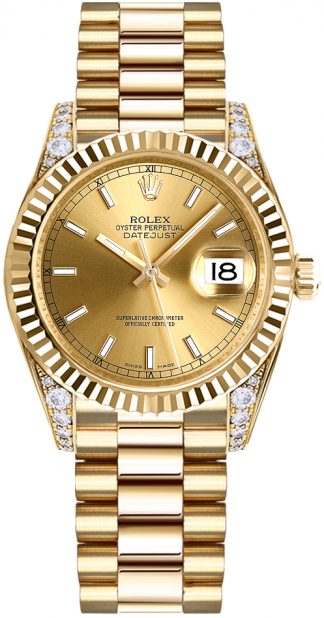 replique Montre femme Rolex Datejust 31 en or jaune massif 178238