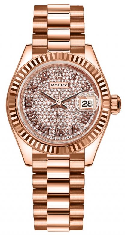 replique Montre femme Rolex Lady-Datejust 28 à cadran pavé de diamants 279175