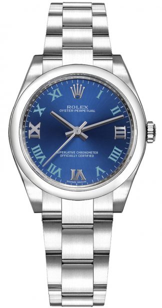 replique Montre femme Rolex Oyster Perpetual 31 cadran bleu 177200